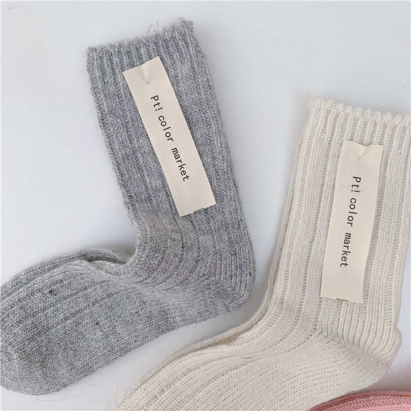 Retro Wool Spinning Series Double Needle Women's Socks