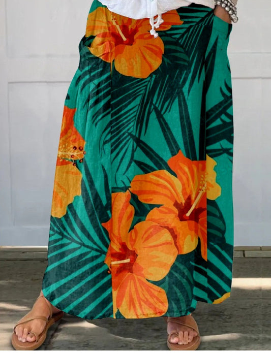 New Floral Pattern 3D Printed Skirt With Pockets