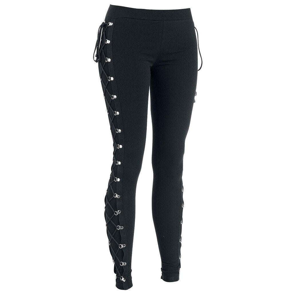 Slim Height Stretch All-Match Lace-Up Leggings Casual Pants