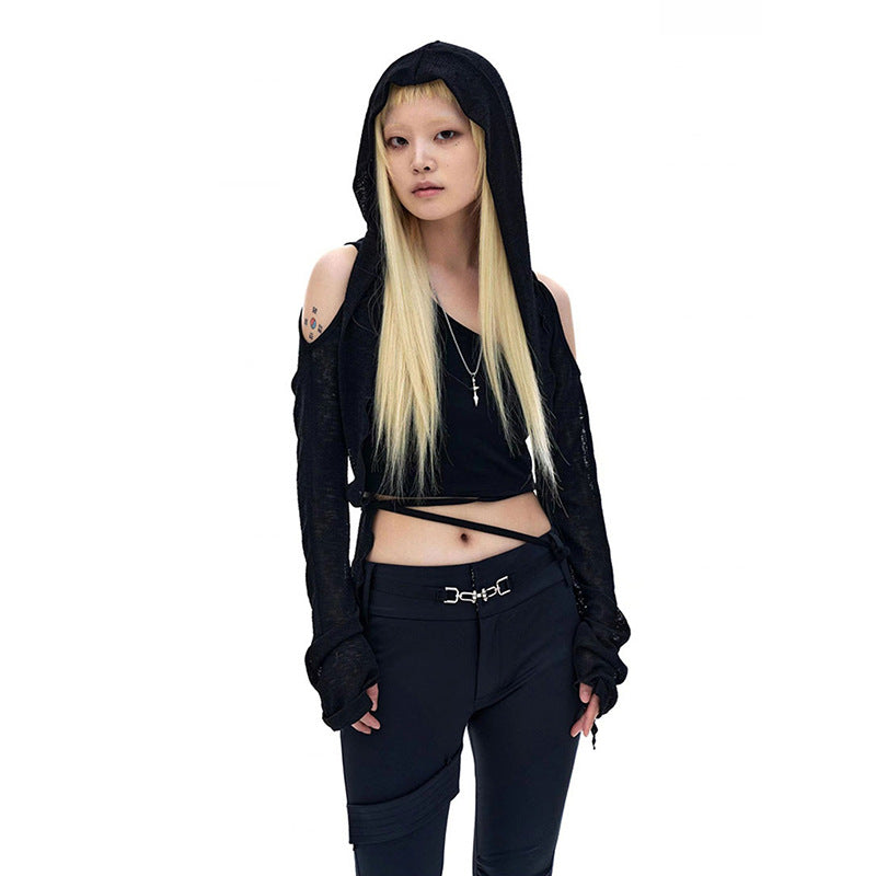 Fashion Trend Women's Long-sleeved Hooded T-shirt