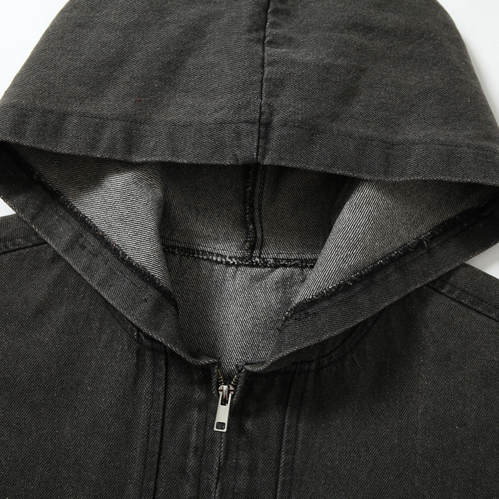 Men's Digital Printed Washed Denim Jacket