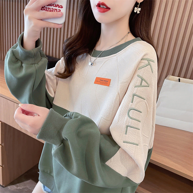Dame sweatshirt i amerikansk retro kontrastfarve