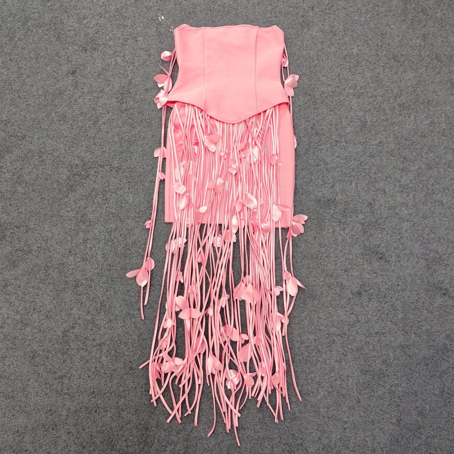 Women's European And American-style Sexy Strapless Tassel Bodycon Dress