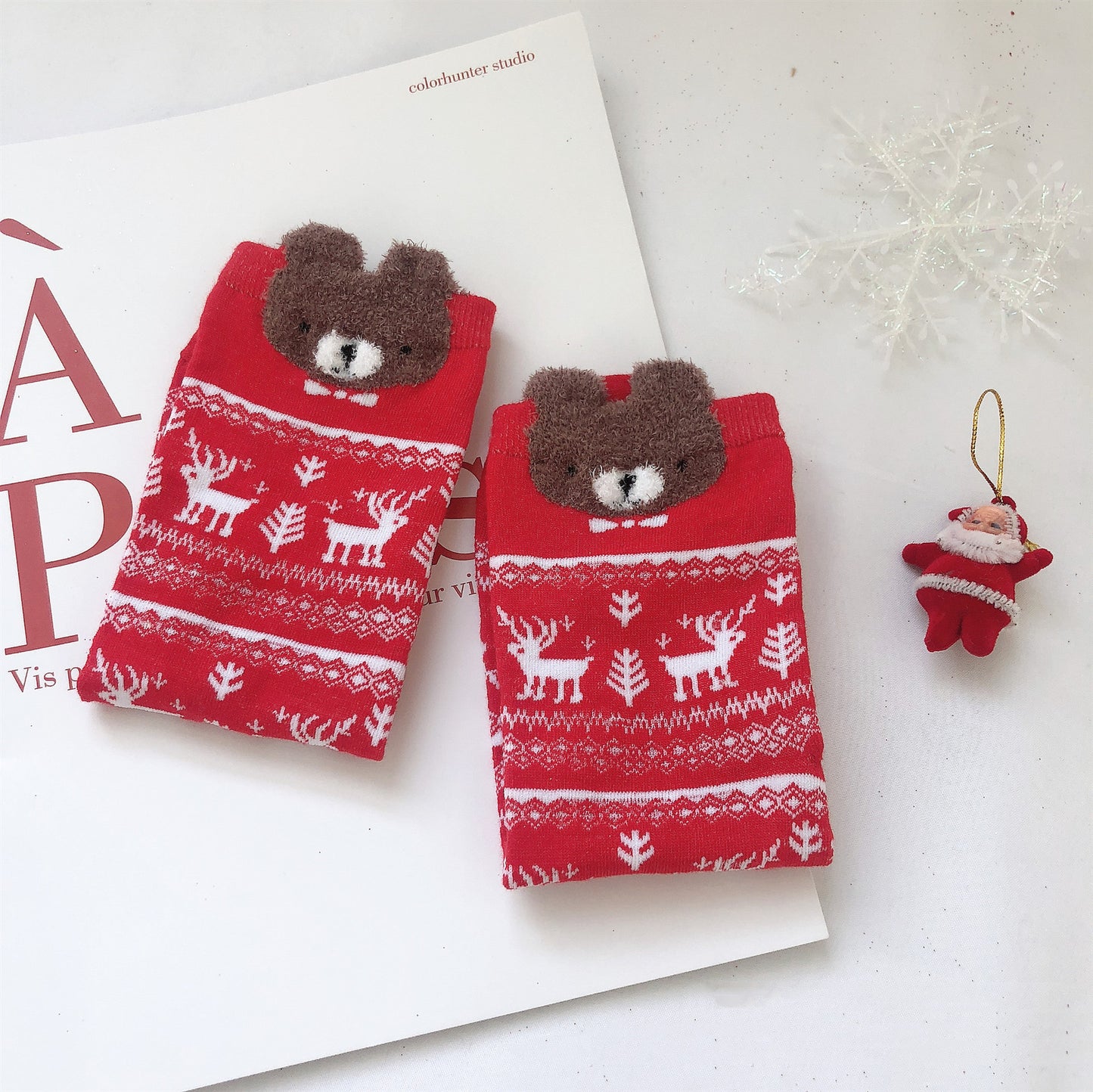 Creative Christmas Print Women's Cartoon Straight Socks