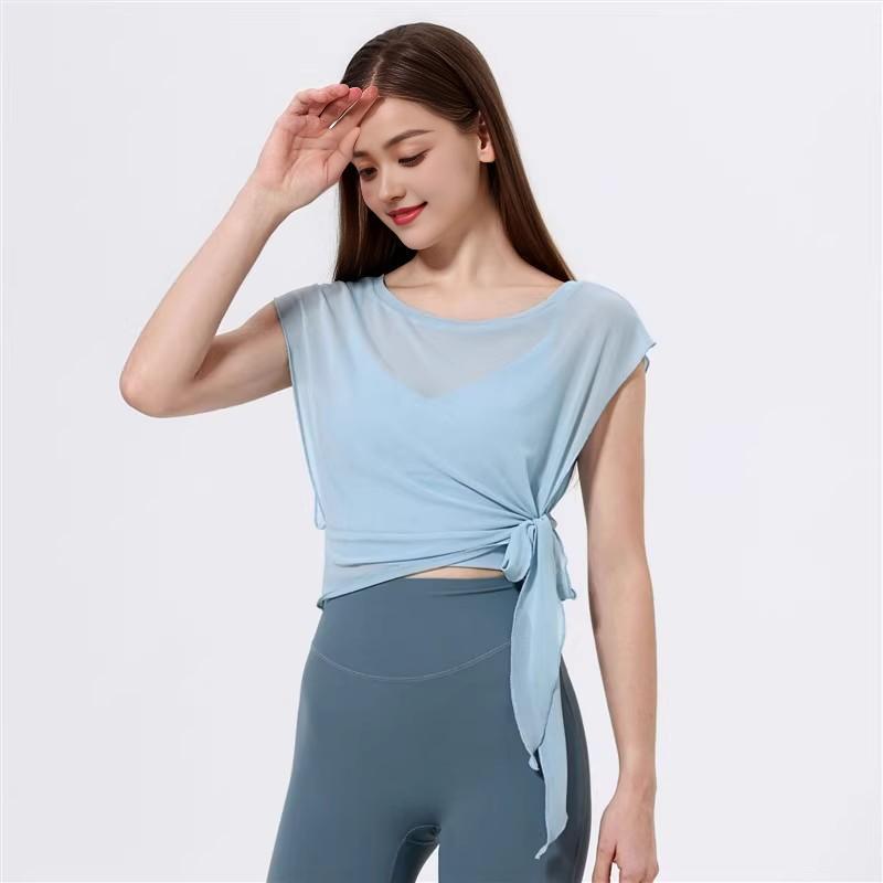 Mesh Quick-drying Fixed Chest Pad Fitness Dance Top Blouse