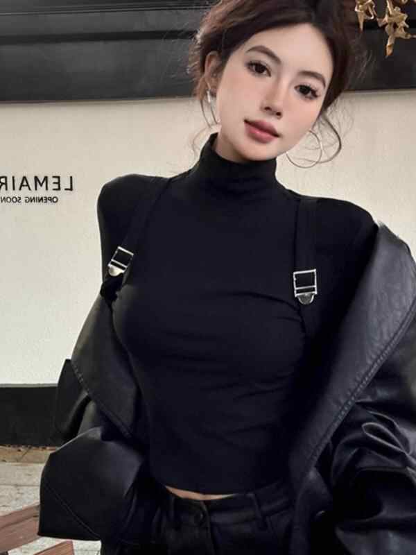 Turtleneck Long Sleeve T-shirt Women's Slim Bottoming Shirt