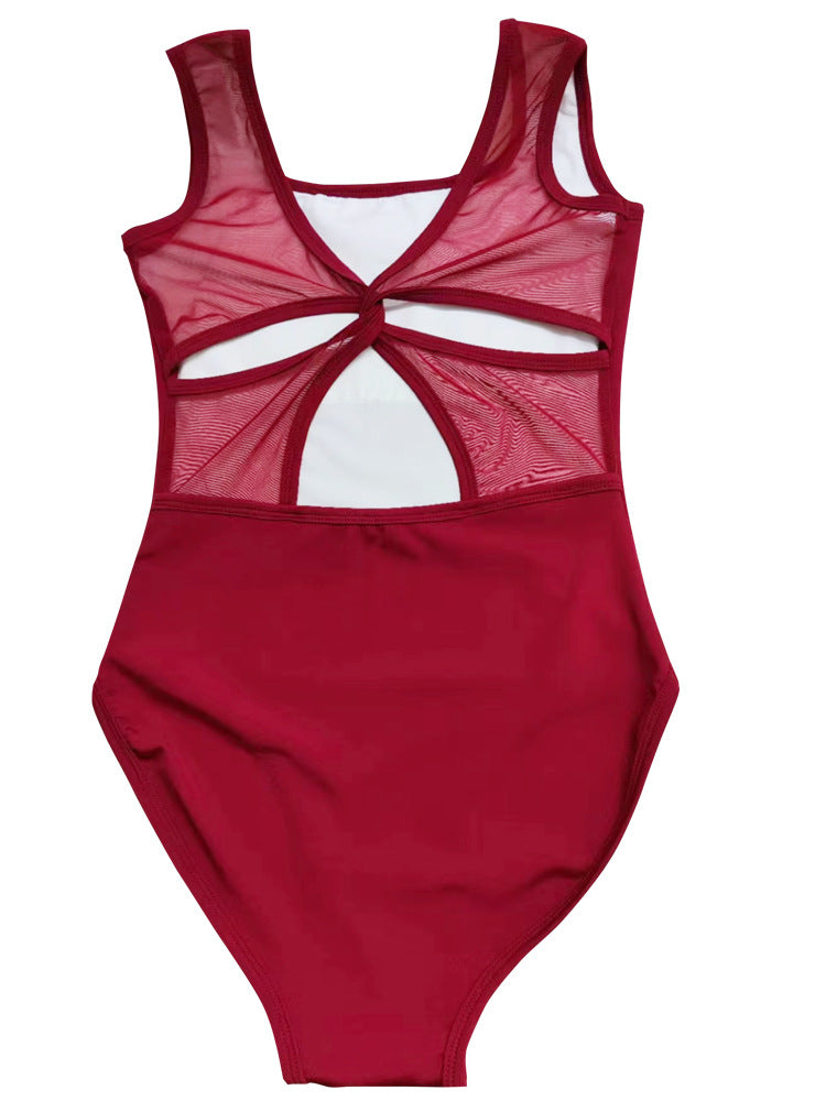 Butterfly Back Ballet Dance Square Round Collar Jumpsuit Exercise Clothing