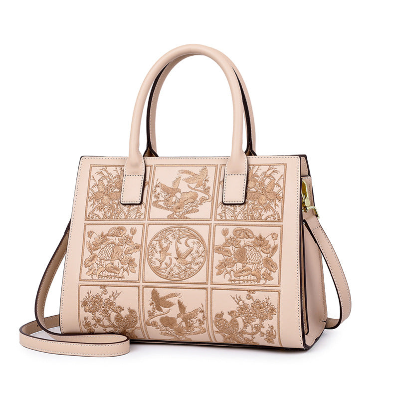 Dame retro tasker broderet skuldertaske cross body taske