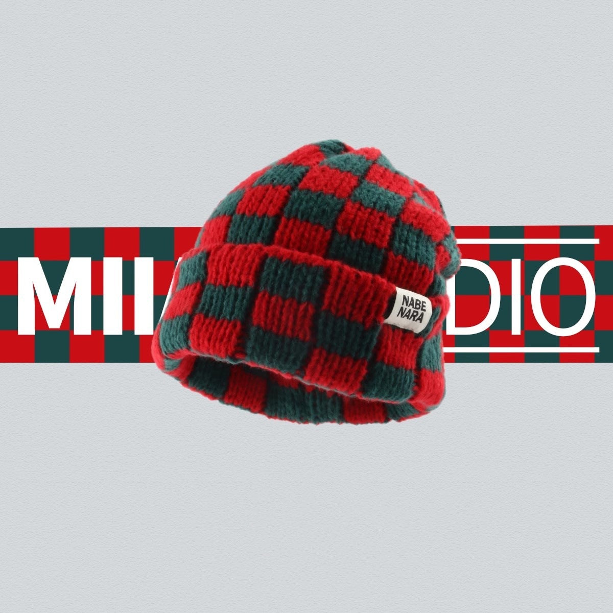 Autumn And Winter Warm Contrast Color Chessboard Plaid Woolen Cap