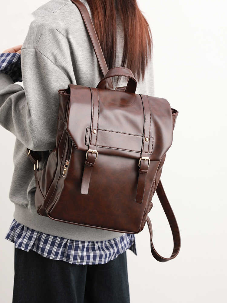 Soft Leather Uniform Backpack Large Capacity Computer Backpack