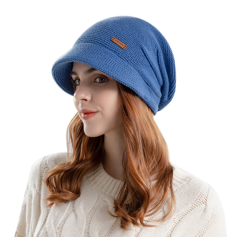 Fleece-lined Pile Heap Cap Female Outdoor Keep Warm Pullover Hat Confinement Cap