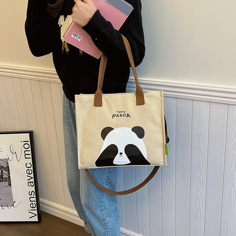 Leisure Commuter Cute Panda Student Handheld Book Bag