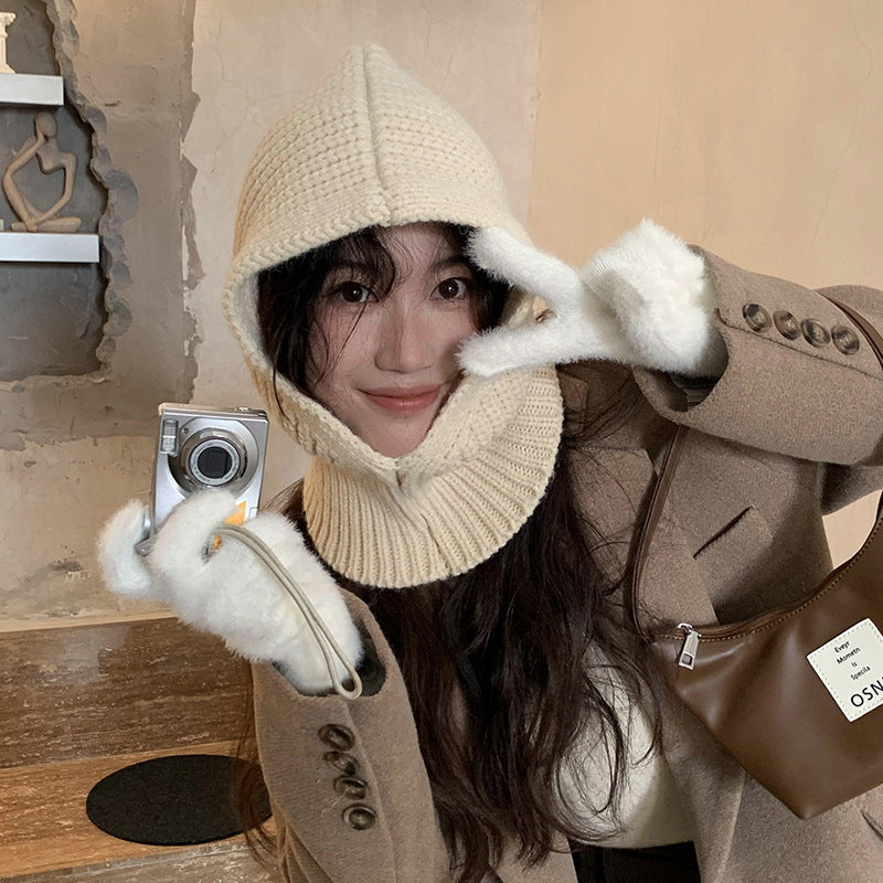 Warm Neck Wrap Wool Hat
