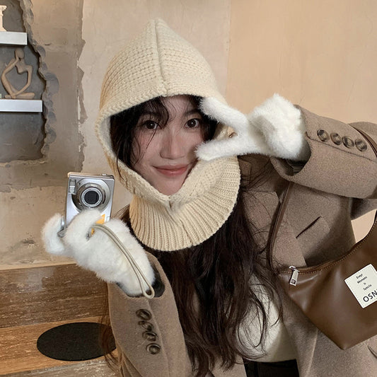 Warm Neck Wrap Wool Hat