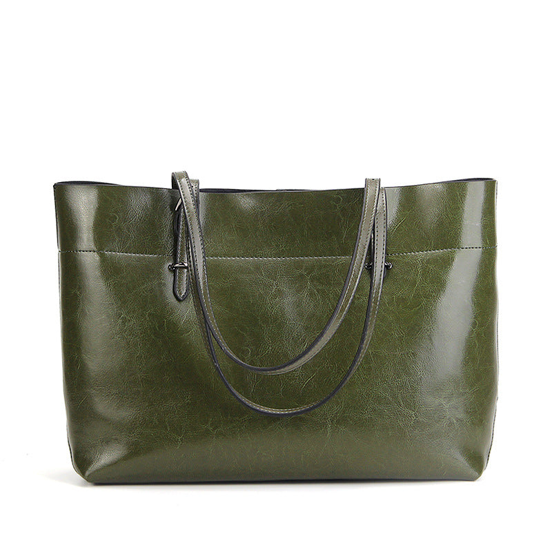 new fashion leather bag leather handbag wax portable single shoulder bag factory Guangzhou one generation