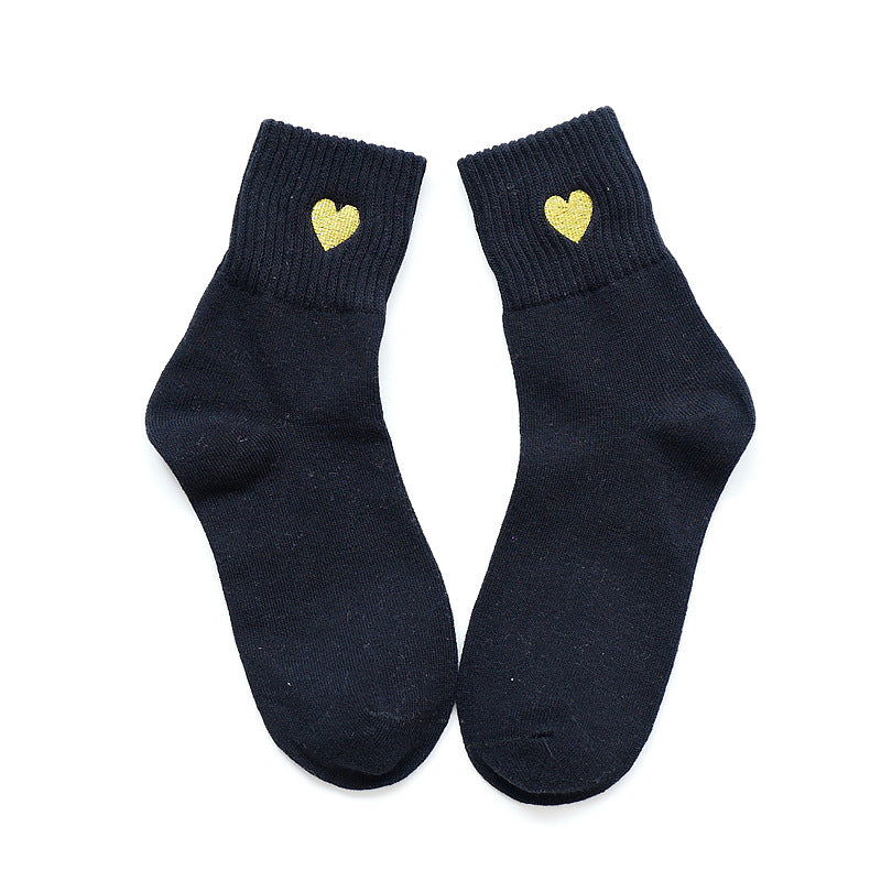 Winter Warn Thicken Socks With Embroidery Heats Shape