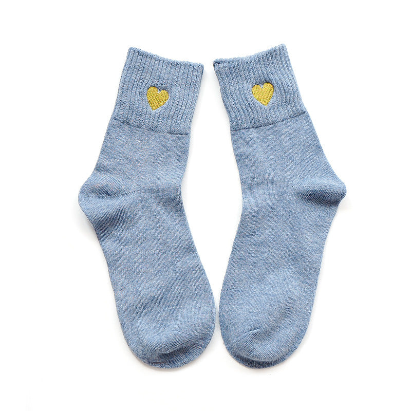 Winter Warn Thicken Socks With Embroidery Heats Shape