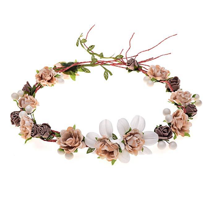 Paper Rope Garland Headdress Headband Simulation Rose Headband Wedding Jewelry