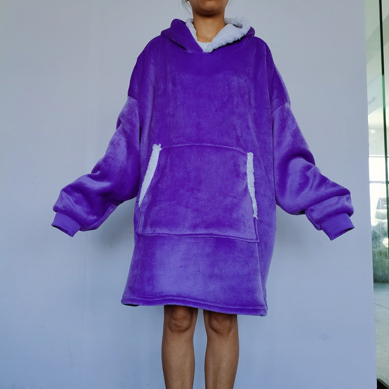 Flannel Lazy Fleece-lined Thickened Double Layer Composite Pullovers Home Wear