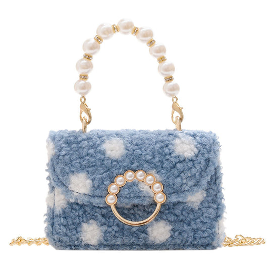 Lamb Hair Wave Point Child Girl Pearl Bag