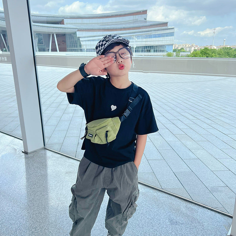 Children's Fashion Simple Canvas Crossbody Waist Bag