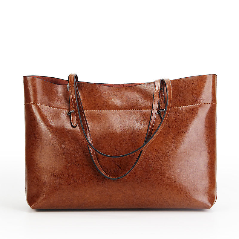 new fashion leather bag leather handbag wax portable single shoulder bag factory Guangzhou one generation