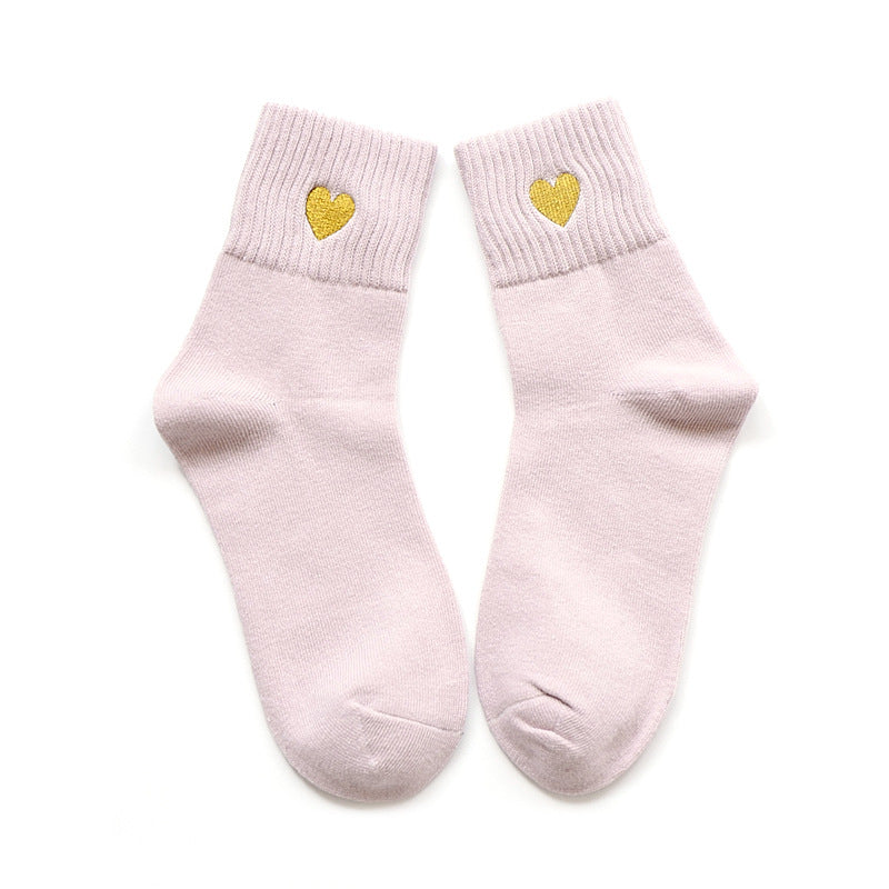 Winter Warn Thicken Socks With Embroidery Heats Shape