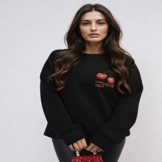 Sweater med rund hals, print og lange ærmer til kvinder