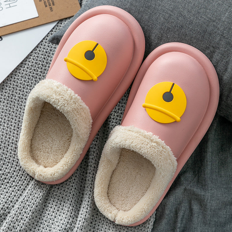 Women's leather cotton slippers