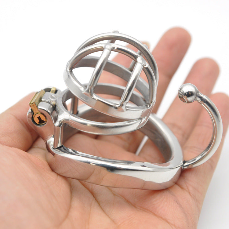 Men's short stainless steel chastity lock