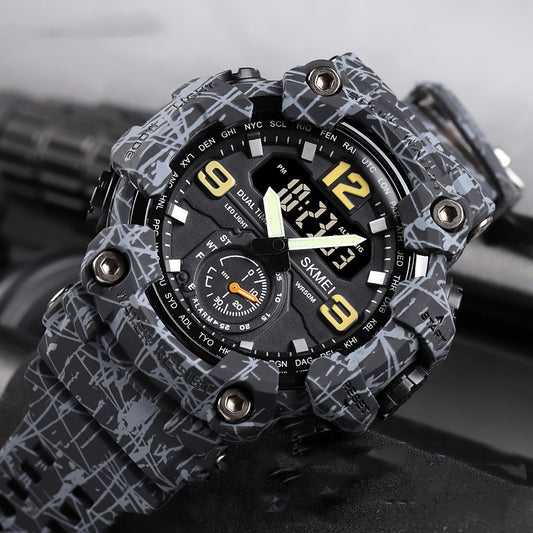 Outdoor Shockproof Plastic Men's Watch With Large Dial, Sports Digital Display, And Synchronized Electronic Watch
