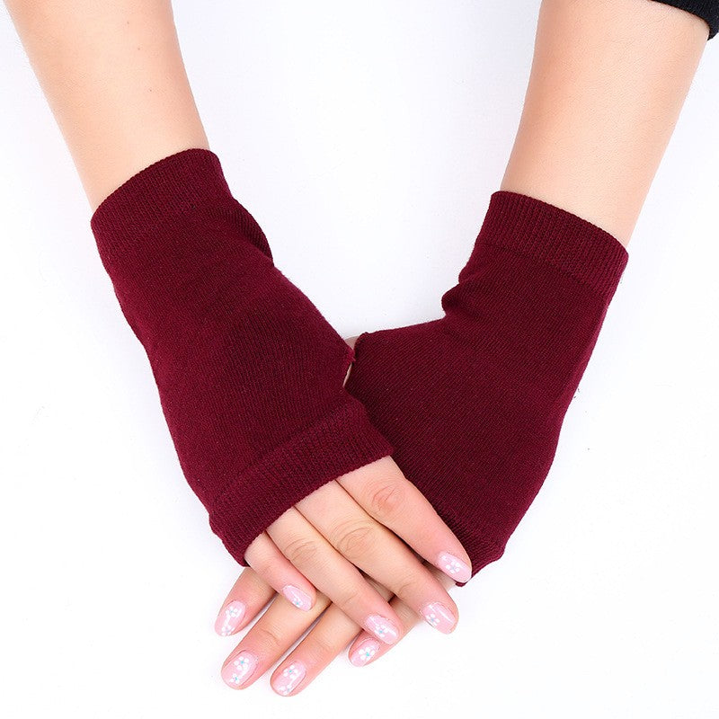 Wool Fingerless Knitting Thread Short Student Writing And Office Warm Gloves