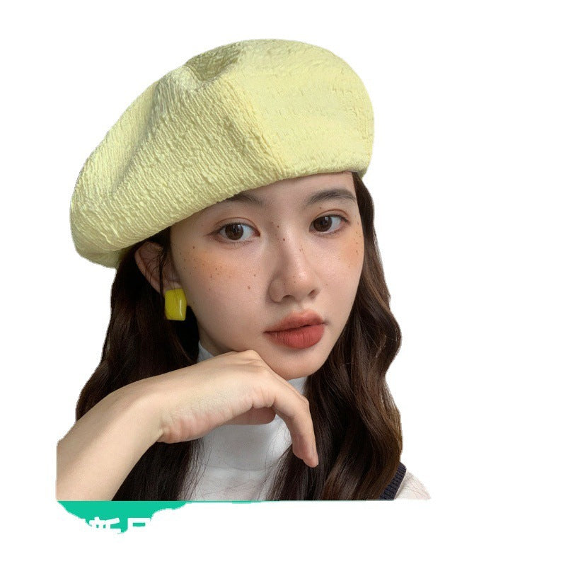 Face-looking Small Beret Children's Pleated Seersucker