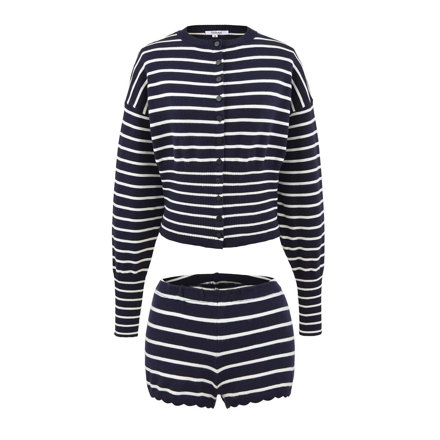 New Relaxed-fit Knitted Striped Crew-neck Long-sleeve Top