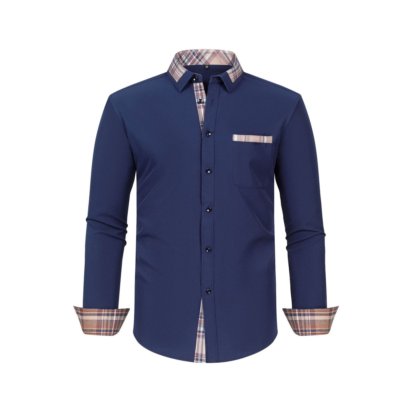 Mens Long-sleeve Shirt With A Patchwork Floral Collar
