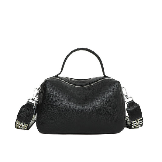 First Layer Cowhide Leather Single-shoulder Bag Summer New Classic Double Pull Large Capacity