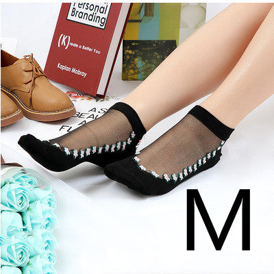Short Transparent Non-slip Wear-resistant Invisible Cotton Bottom Crystal Boat Socks