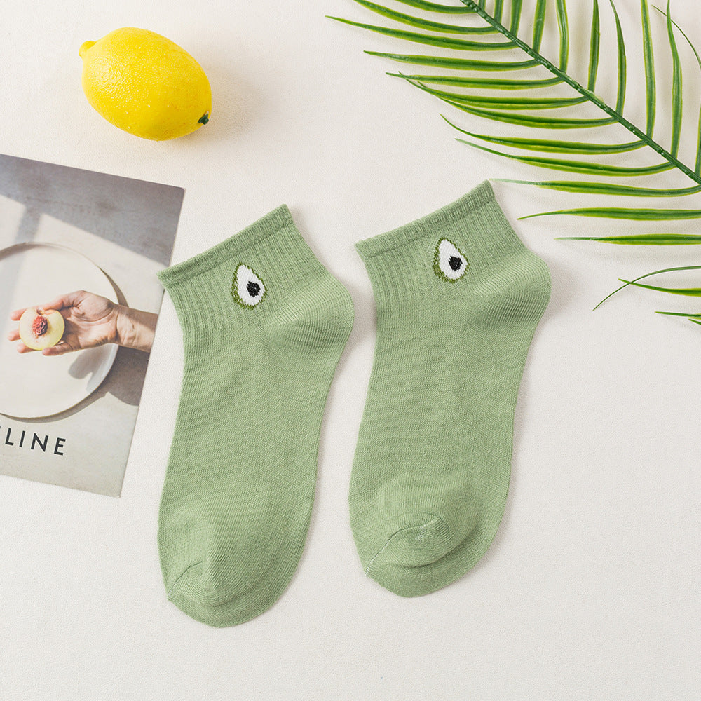 Women's Fashion Simple Avocado Short Tube Socks