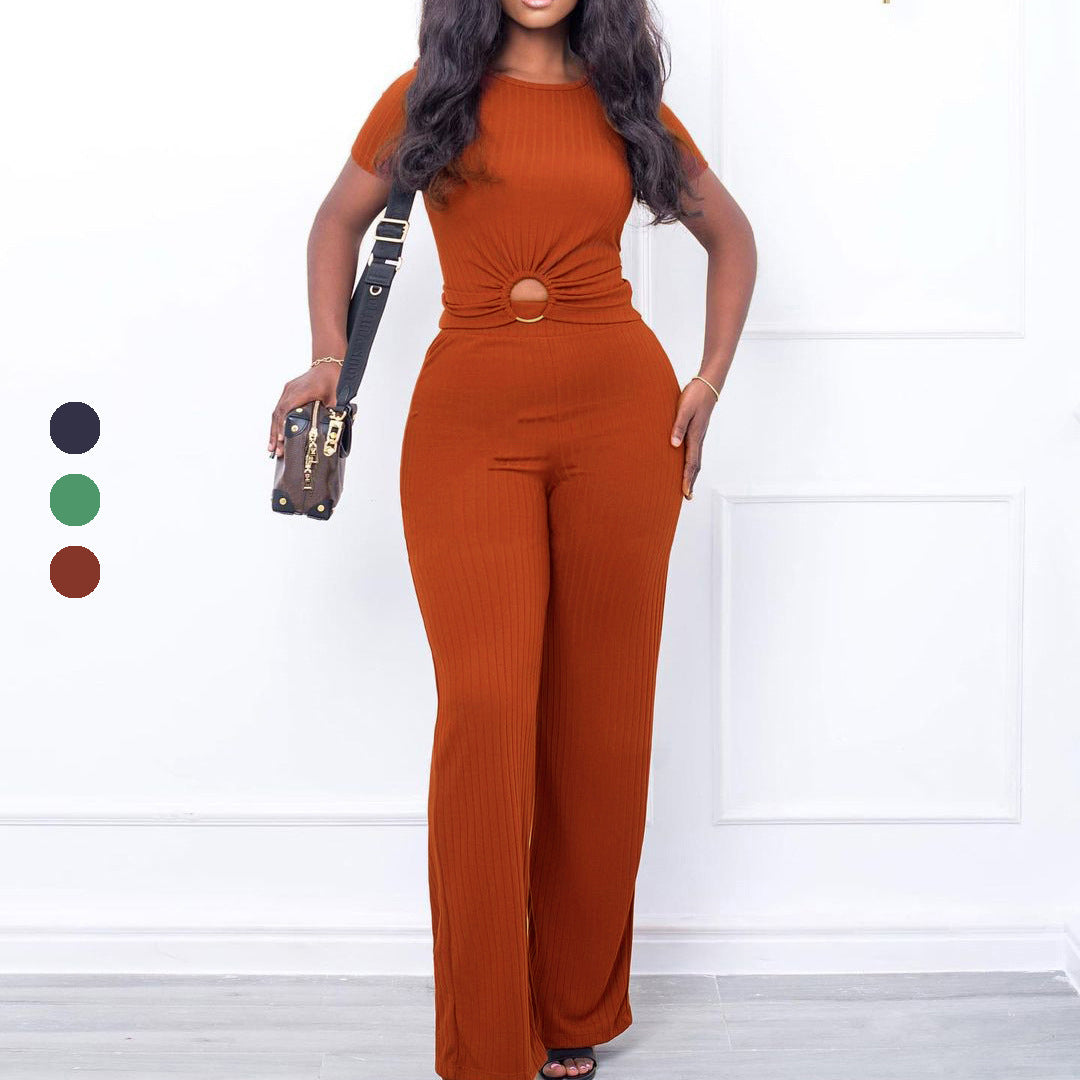 Solid Color Casual Suit For Women