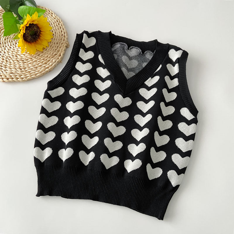Women's Love Knitted V Neck Vest