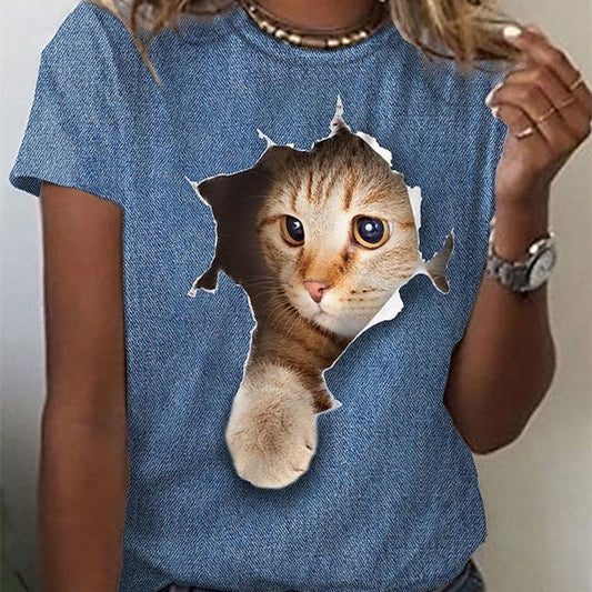 3D Printed Women's Street Short Sleeve Sports T-shirt Top