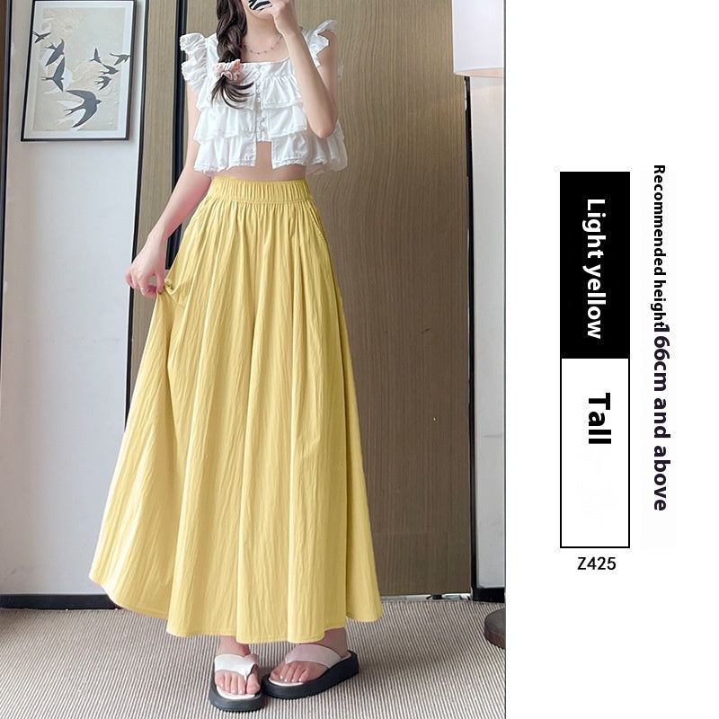 High Waist Slimming A- Line Skirt Casual Small Ice Silk Wide-leg Pants