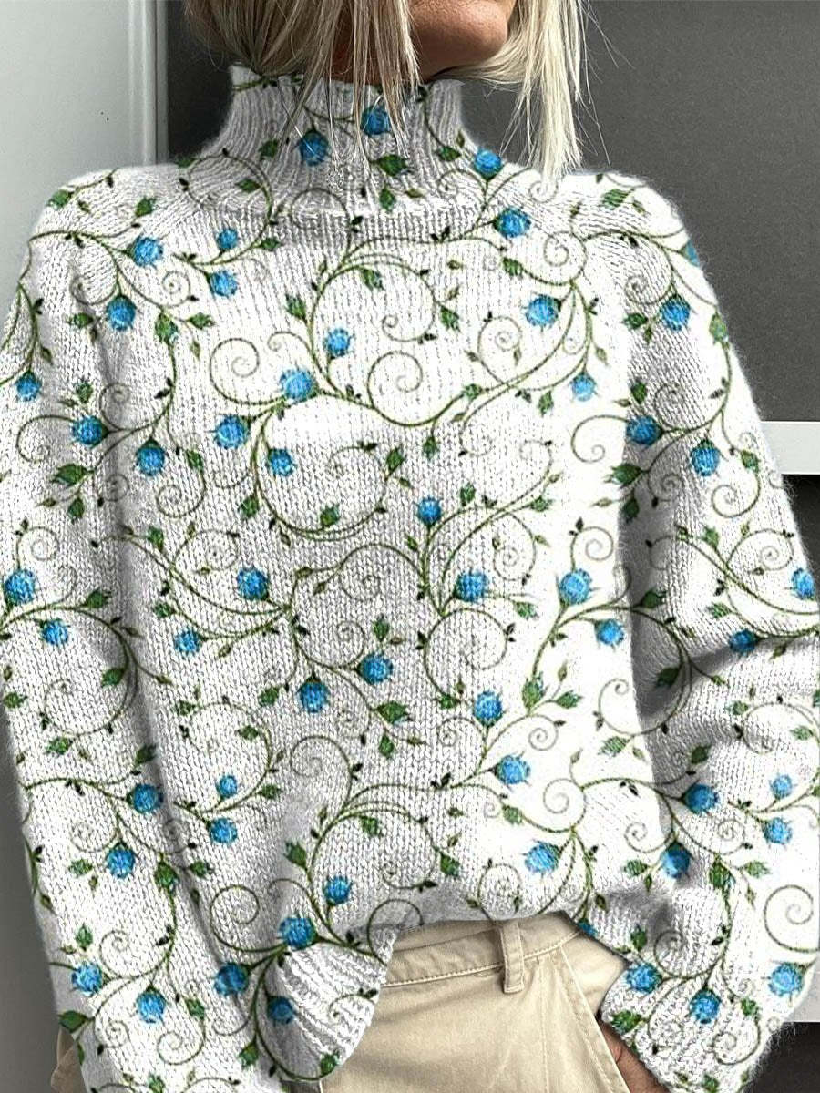 Dame enkel printet afslappet frakke cardigan sweater