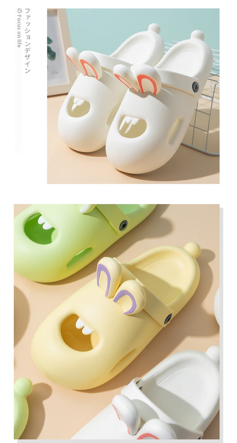 Summer New Women's Buck Teeth Rabbit Hole Shoes Poop Feeling Outdoor Household Soft Bottom Slippers Non-slip