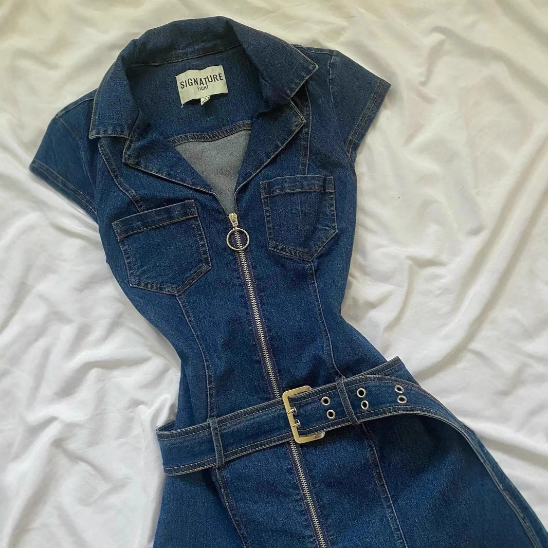 Retro Sleeveless Denim Dress For Bold Chic Girls