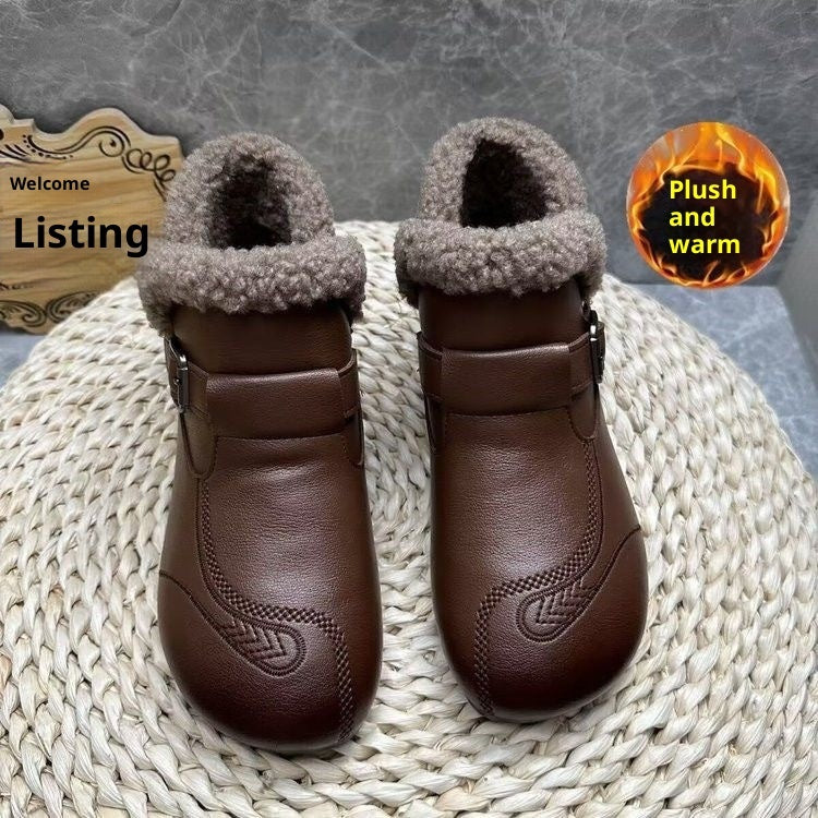 Winter Soft Leather Ankle Boots Women