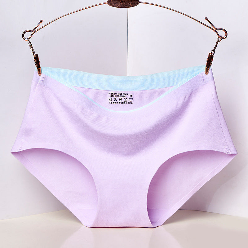 Pure Cotton Underwear Girls' Mid-waist Solid Color Antibacterial Breathable Sexy Hip Lifting Seamless Briefs