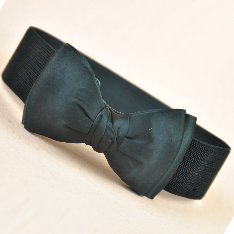Elastic Bow-Tie Vegan Stretch Leather Womens Belt