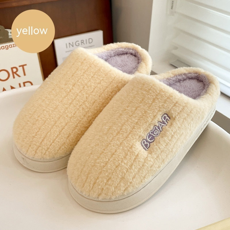 Thick Bottom Indoor Couple Warm Velvet Cotton Slippers