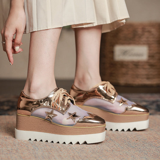 Mesh Platform Platform Shoes Women's Breathable Hollow Wedge Heel